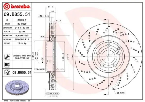 Bremsscheibe BREMBO 09.B855.51