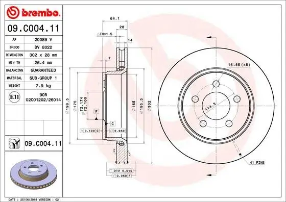 Bremsscheibe Vorderachse BREMBO 09.C004.11
