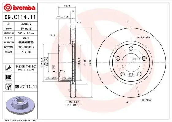 Bremsscheibe BREMBO 09.C114.11