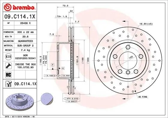 Bremsscheibe BREMBO 09.C114.1X