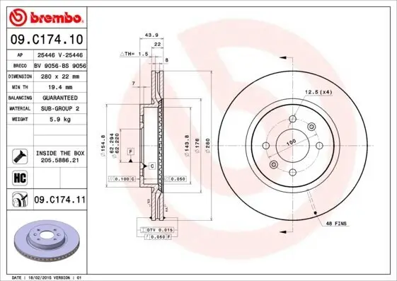 Bremsscheibe Vorderachse BREMBO 09.C174.11