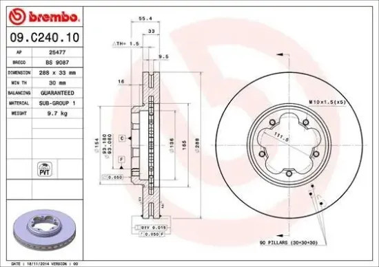 Bremsscheibe BREMBO 09.C240.10 Bild Bremsscheibe BREMBO 09.C240.10