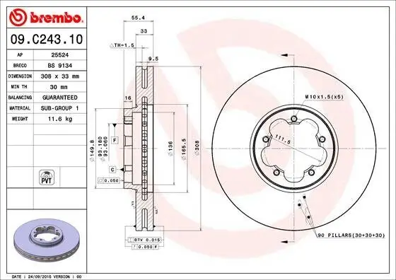 Bremsscheibe BREMBO 09.C243.10