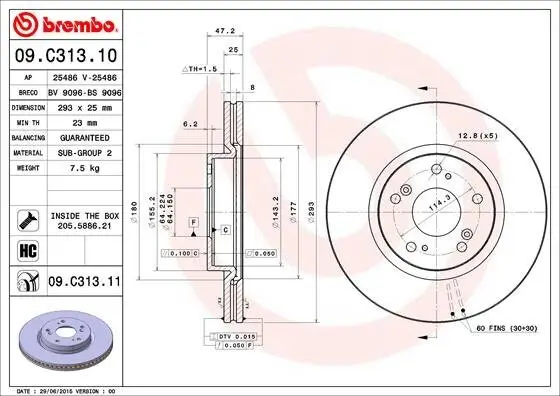 Bremsscheibe Vorderachse BREMBO 09.C313.11