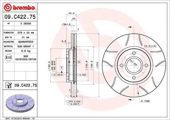 Bremsscheibe BREMBO 09.C422.75