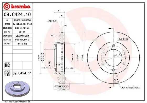 Bremsscheibe BREMBO 09.C424.11