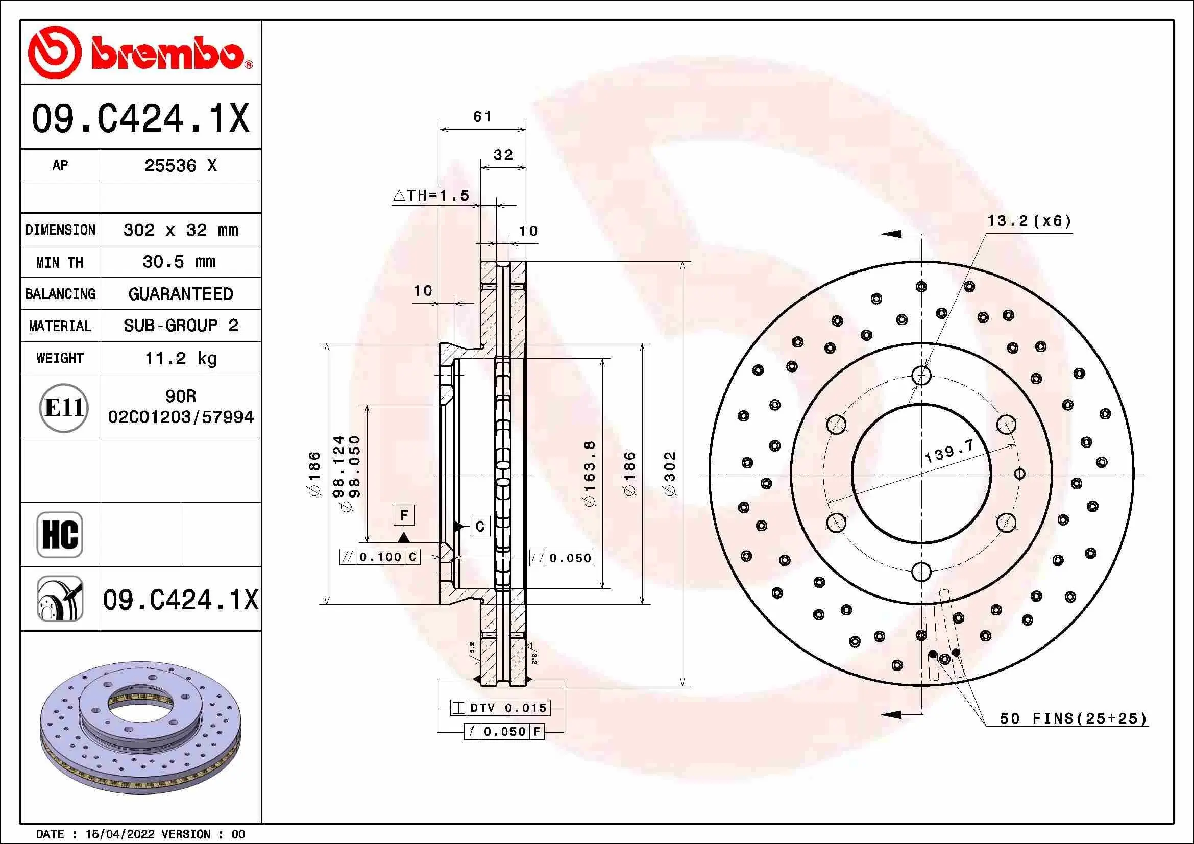 Bremsscheibe BREMBO 09.C424.1X