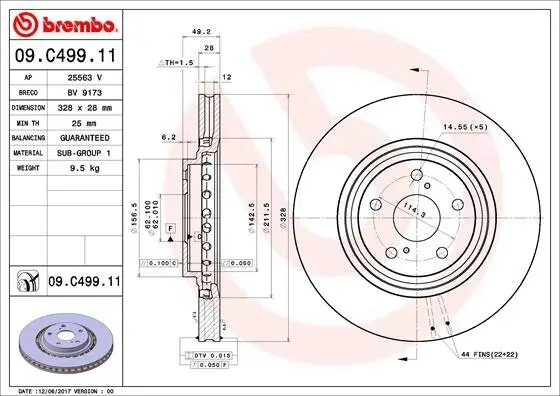 Bremsscheibe Vorderachse BREMBO 09.C499.11