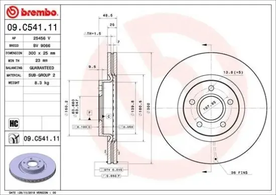 Bremsscheibe BREMBO 09.C541.11 Bild Bremsscheibe BREMBO 09.C541.11