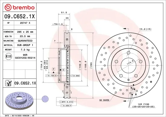 Bremsscheibe Vorderachse BREMBO 09.C652.1X Bild Bremsscheibe Vorderachse BREMBO 09.C652.1X