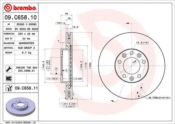 Bremsscheibe BREMBO 09.C658.11