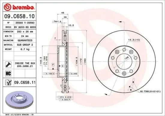 Bremsscheibe BREMBO 09.C658.11 Bild Bremsscheibe BREMBO 09.C658.11