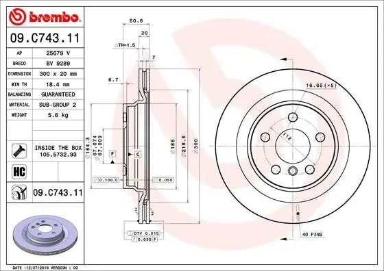 Bremsscheibe BREMBO 09.C743.11