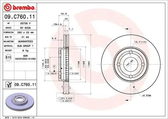 Bremsscheibe BREMBO 09.C760.11