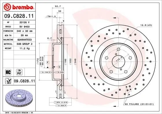 Bremsscheibe Vorderachse BREMBO 09.C828.11
