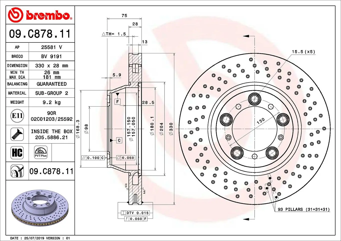 Bremsscheibe BREMBO 09.C878.11