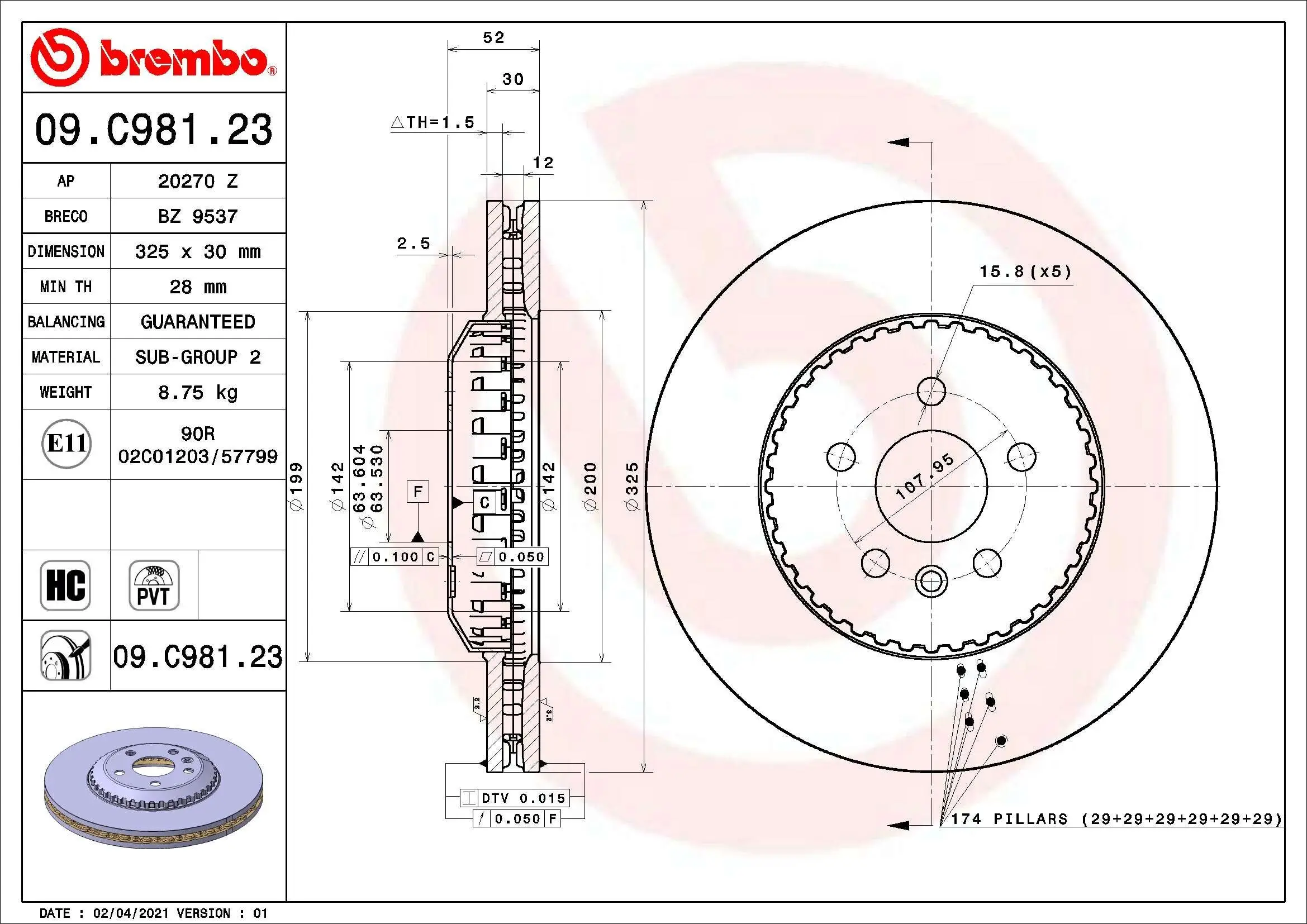 Bremsscheibe Vorderachse BREMBO 09.C981.23