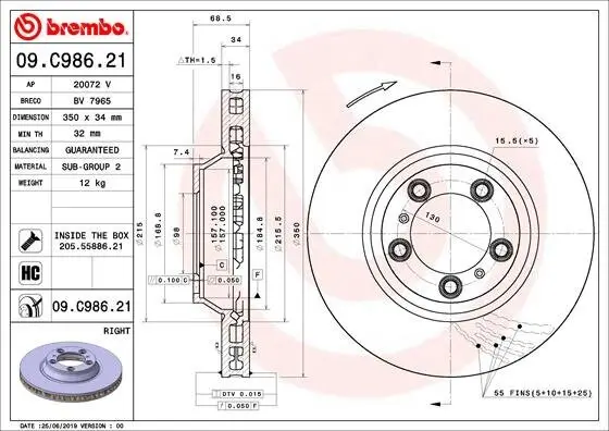Bremsscheibe BREMBO 09.C986.21