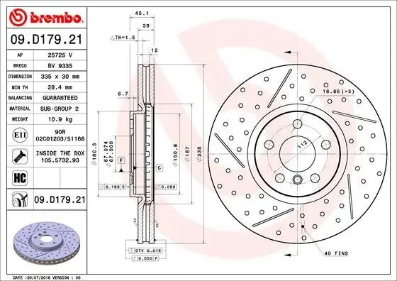 Bremsscheibe Vorderachse BREMBO 09.D179.21