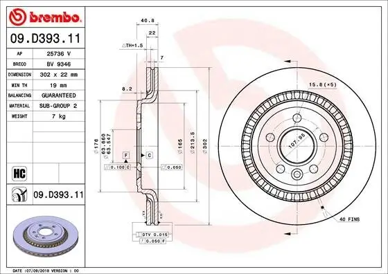 Bremsscheibe BREMBO 09.D393.11