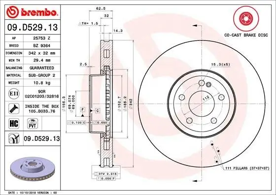 Bremsscheibe BREMBO 09.D529.13