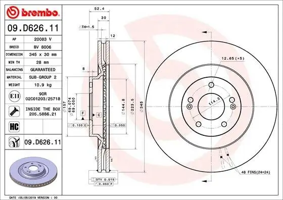 Bremsscheibe BREMBO 09.D626.11