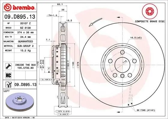 Bremsscheibe BREMBO 09.D895.13