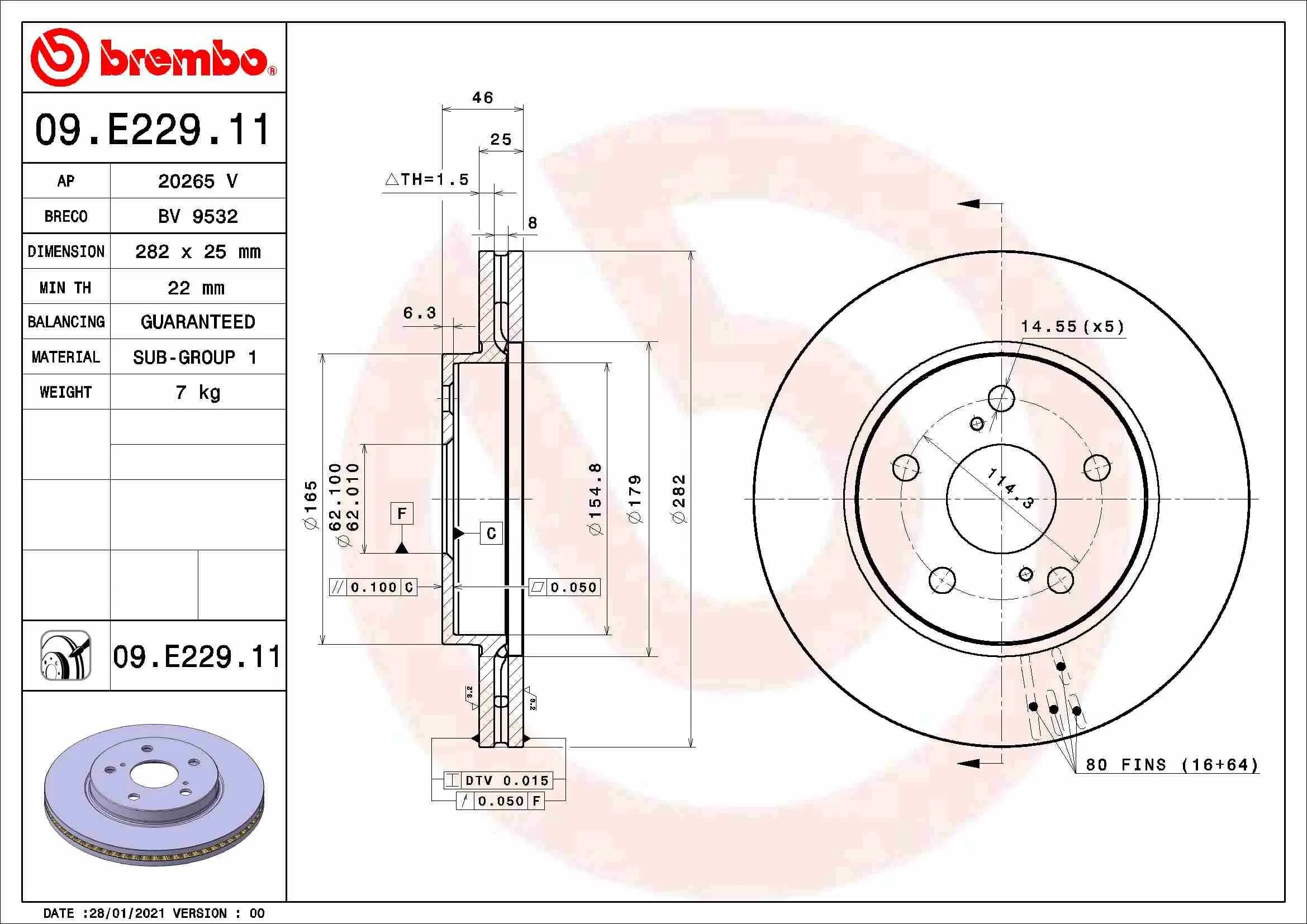 Bremsscheibe BREMBO 09.E229.11