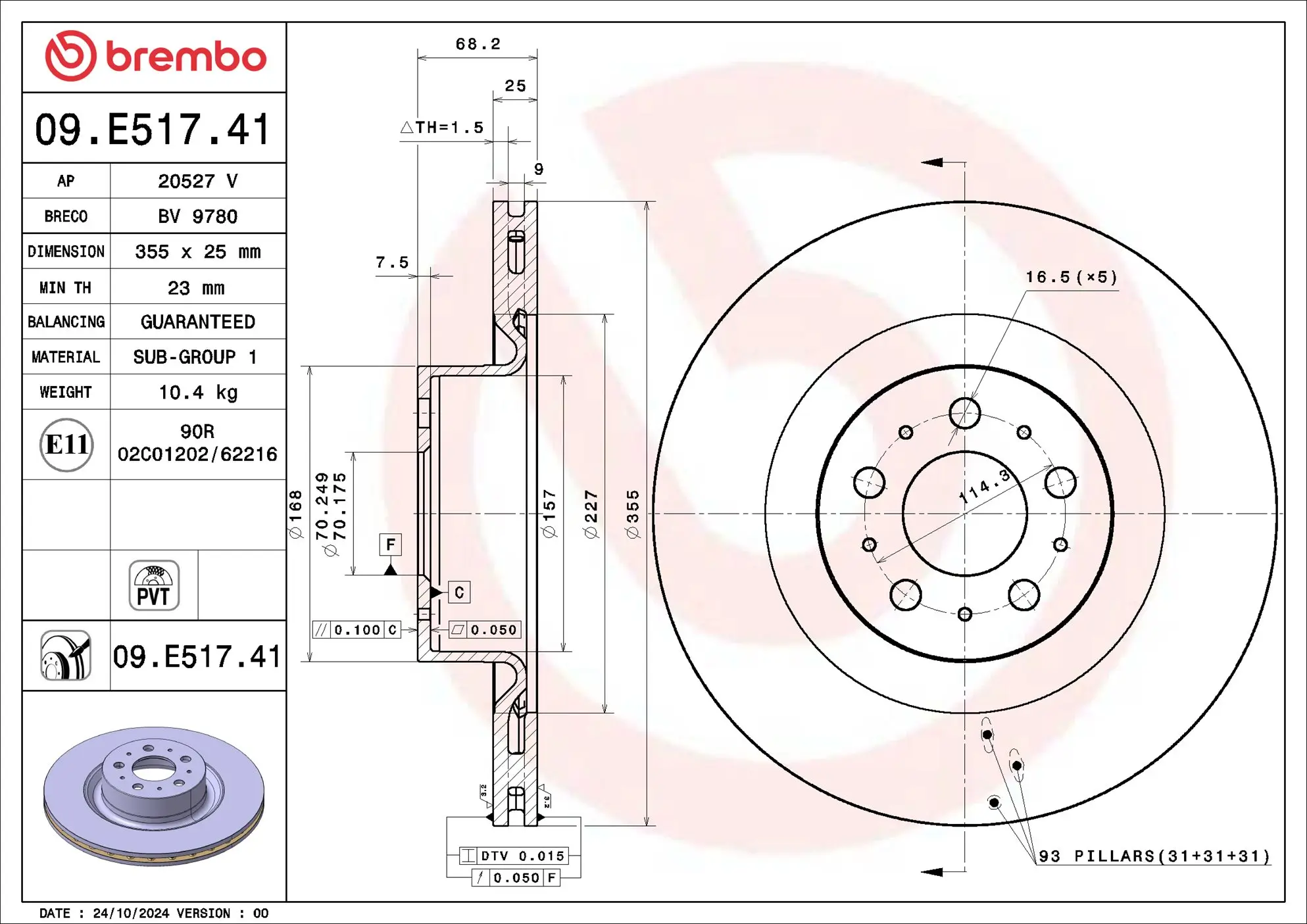 Bremsscheibe Vorderachse BREMBO 09.E517.41