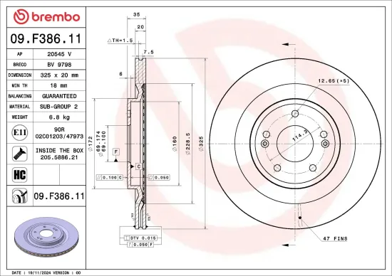 Bremsscheibe Hinterachse BREMBO 09.F386.11 Bild Bremsscheibe Hinterachse BREMBO 09.F386.11