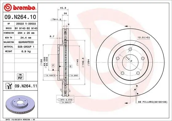 Bremsscheibe Vorderachse BREMBO 09.N264.11