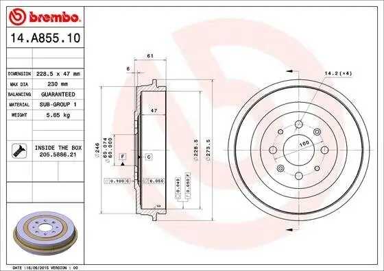 Bremstrommel BREMBO 14.A855.10