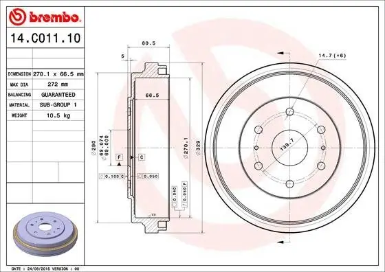 Bremstrommel BREMBO 14.C011.10