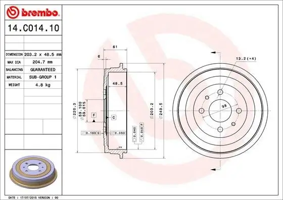 Bremstrommel BREMBO 14.C014.10