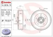 Bremstrommel Hinterachse BREMBO 14.C016.10