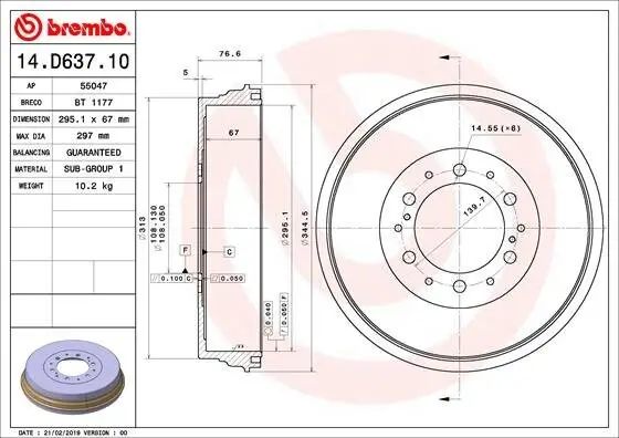 Bremstrommel BREMBO 14.D637.10