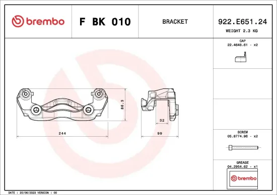 Bremssattelhaltersatz Vorderachse links rechts BREMBO F BK 010 Bild Bremssattelhaltersatz Vorderachse links rechts BREMBO F BK 010