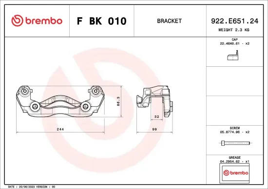 Bremssattelhaltersatz Vorderachse links rechts BREMBO F BK 010 Bild Bremssattelhaltersatz Vorderachse links rechts BREMBO F BK 010