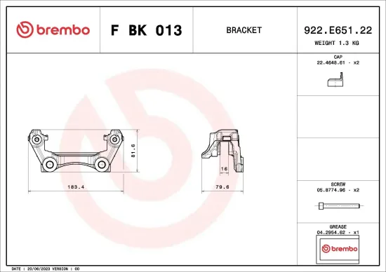 Bremssattelhaltersatz BREMBO F BK 013 Bild Bremssattelhaltersatz BREMBO F BK 013