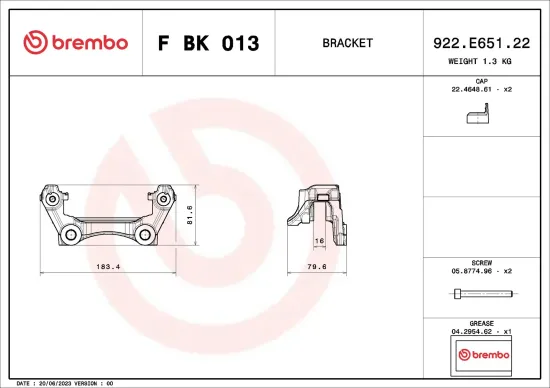 Bremssattelhaltersatz Hinterachse links rechts BREMBO F BK 013 Bild Bremssattelhaltersatz Hinterachse links rechts BREMBO F BK 013