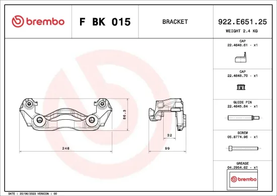 Bremssattelhaltersatz BREMBO F BK 015 Bild Bremssattelhaltersatz BREMBO F BK 015