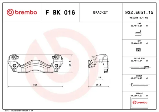 Bremssattelhaltersatz Vorderachse links rechts BREMBO F BK 016 Bild Bremssattelhaltersatz Vorderachse links rechts BREMBO F BK 016