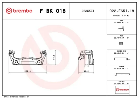 Bremssattelhaltersatz BREMBO F BK 018 Bild Bremssattelhaltersatz BREMBO F BK 018