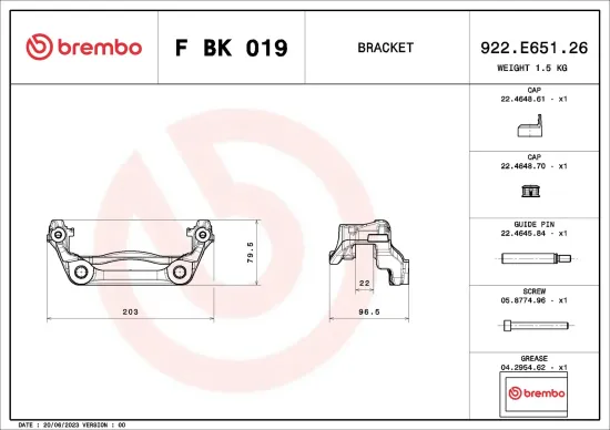 Bremssattelhaltersatz Hinterachse links rechts BREMBO F BK 019 Bild Bremssattelhaltersatz Hinterachse links rechts BREMBO F BK 019