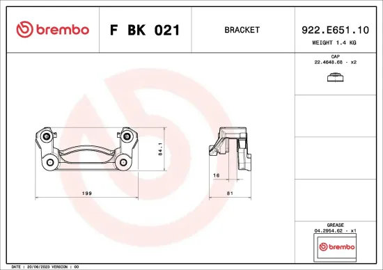 Bremssattelhaltersatz Hinterachse links rechts BREMBO F BK 021 Bild Bremssattelhaltersatz Hinterachse links rechts BREMBO F BK 021