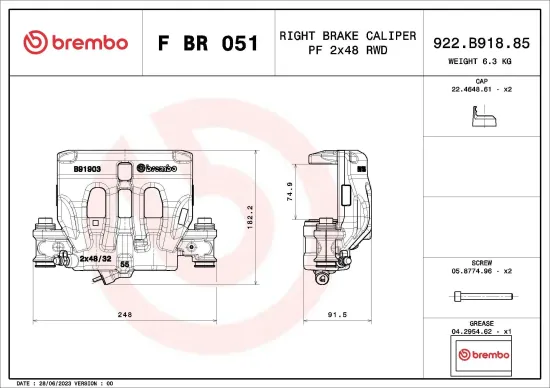 Bremssattel BREMBO F BR 051 Bild Bremssattel BREMBO F BR 051