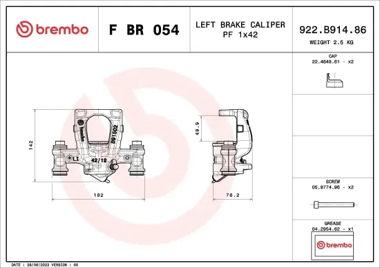 Bremssattel BREMBO F BR 054 Bild Bremssattel BREMBO F BR 054