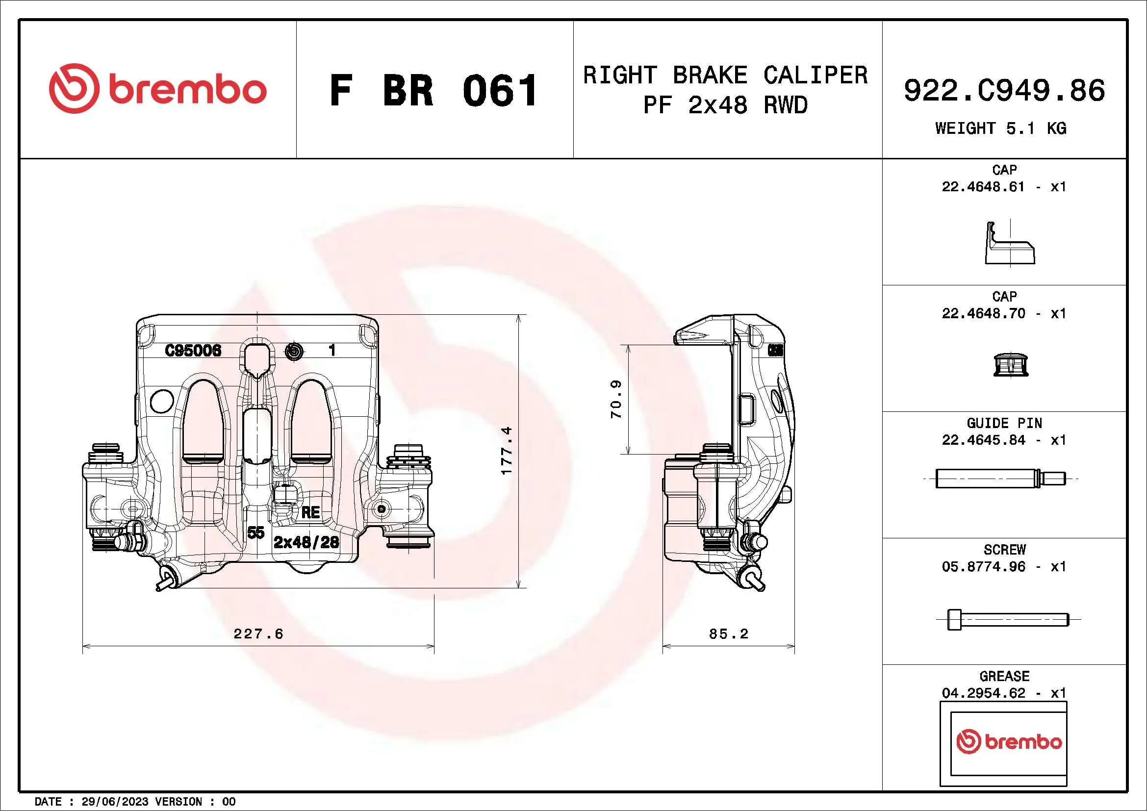 Bremssattel BREMBO F BR 061 Bild Bremssattel BREMBO F BR 061