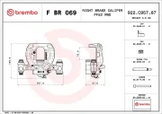 Bremssattel Hinterachse rechts vor der Achse BREMBO F BR 069