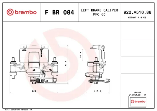 Bremssattel BREMBO F BR 084 Bild Bremssattel BREMBO F BR 084